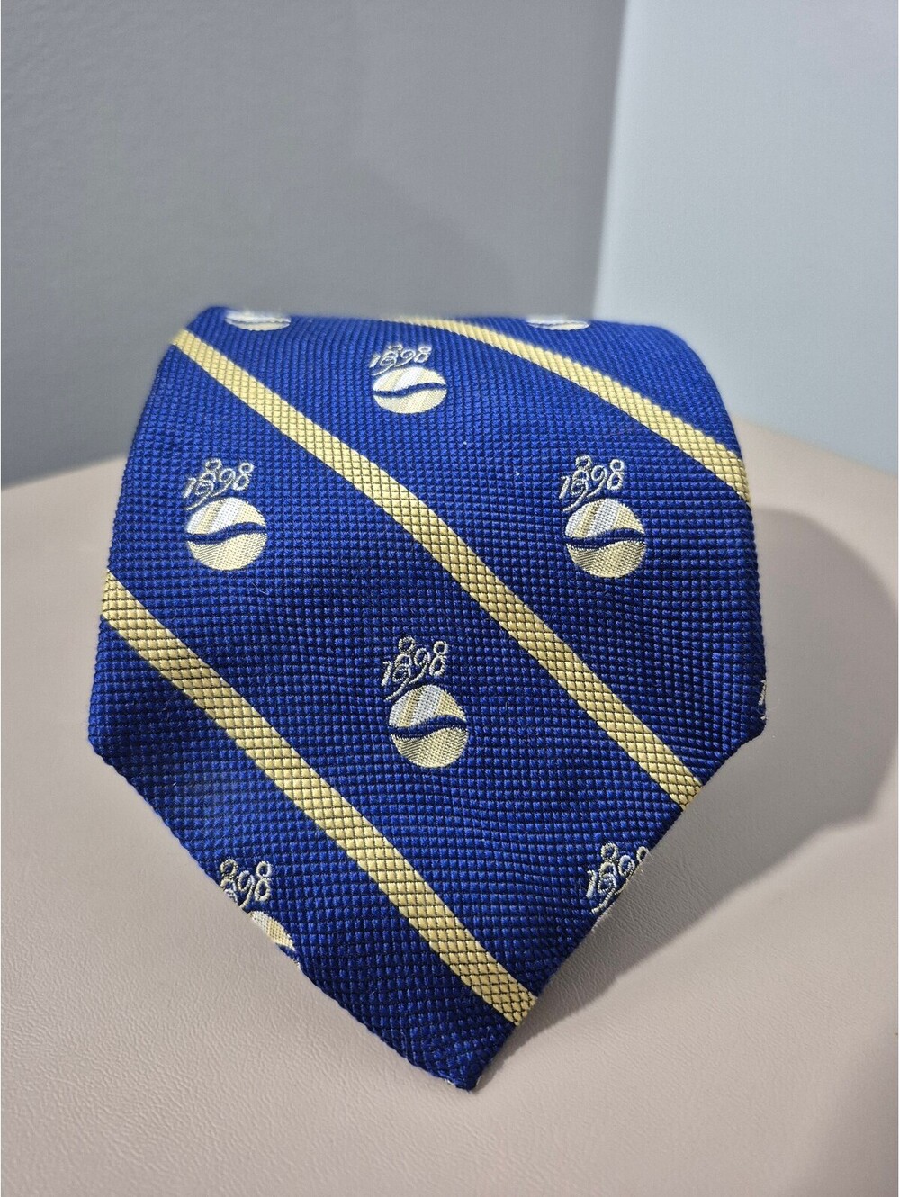 Vintage 1998 Pepsi Centennial Men’s Silk Tie 1898–1998 Blue Gold Logo